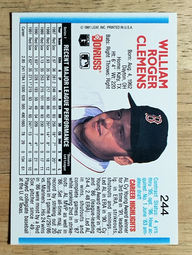 1992 Donruss #244 Roger Clemens