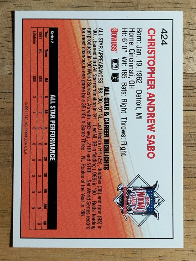 1992 Donruss #424 Chris Sabo AS