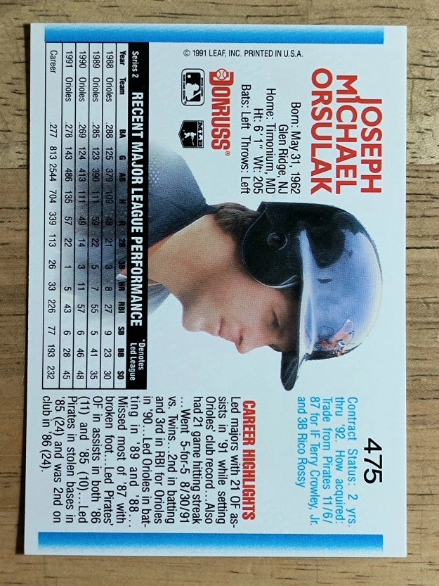1992 Donruss #475 Joe Orsulak