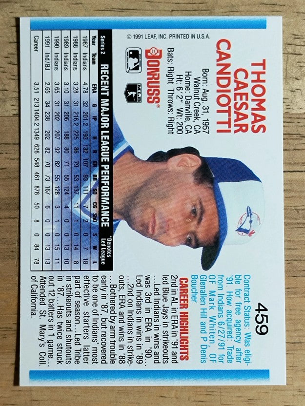 1992 Donruss #459 Tom Candiotti