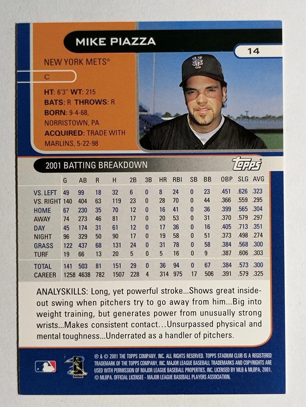 2002 Stadium Club #14 Mike Piazza