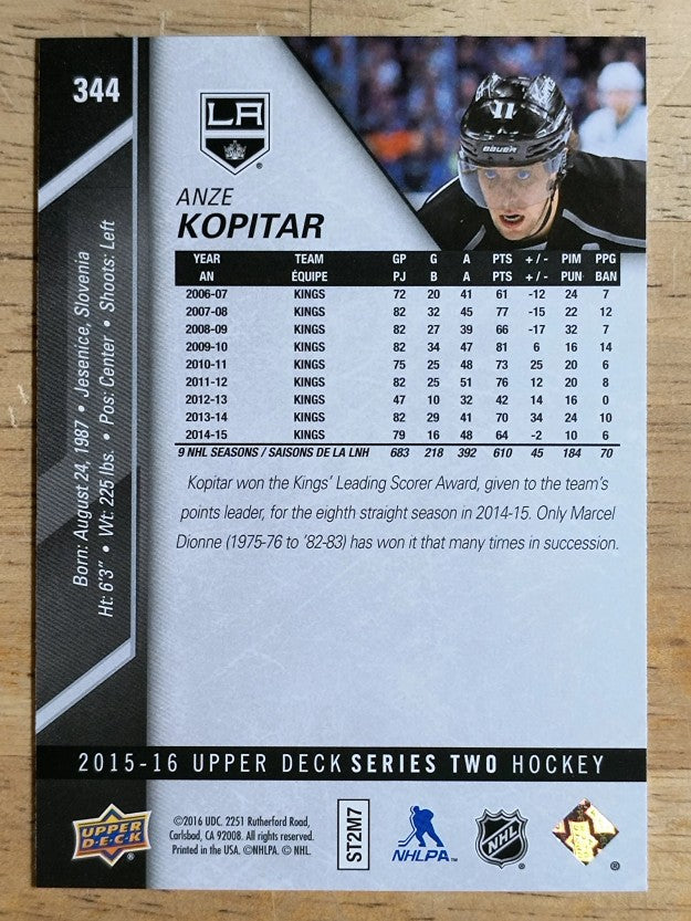 2015-16 Upper Deck #344 Anze Kopitar