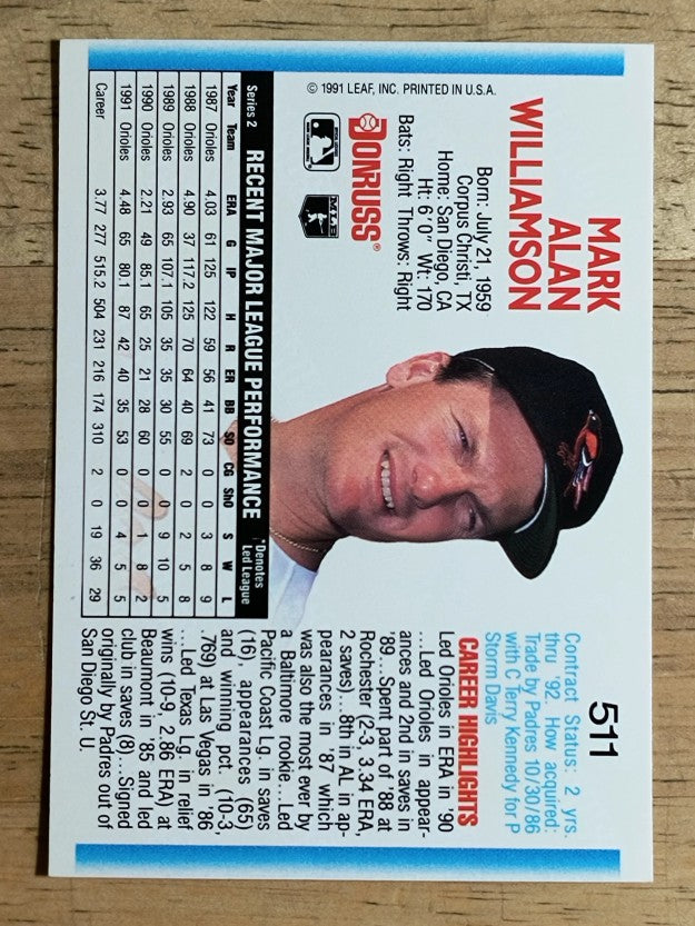 1992 Donruss #511 Mark Williamson