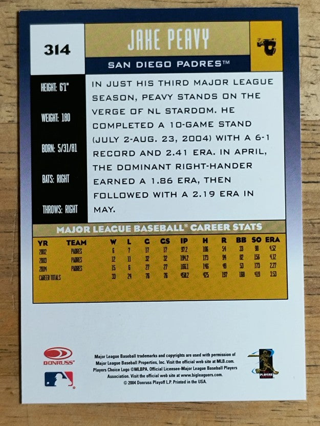 2005 Donruss #314 Jake Peavy