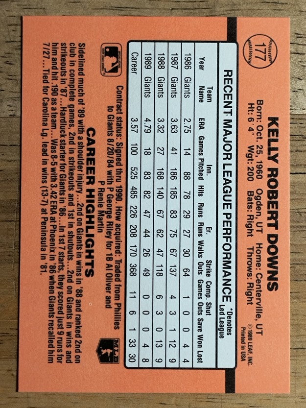 1990 Donruss #177 Kelly Downs