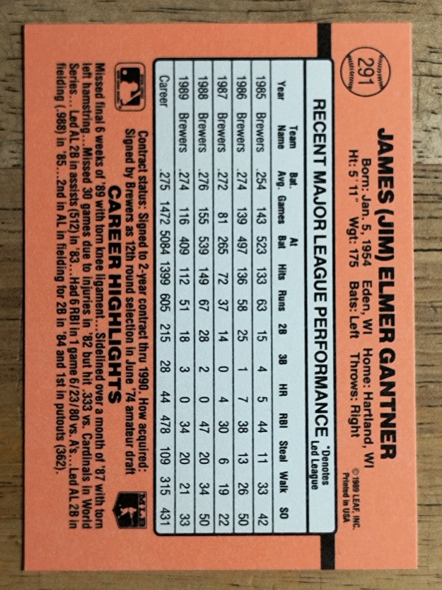 1990 Donruss #291 Jim Gantner