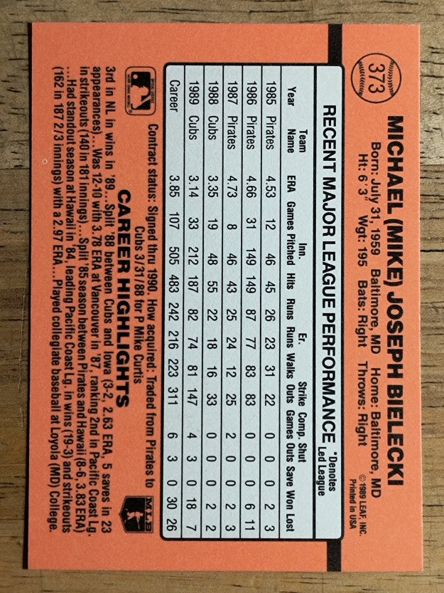 1990 Donruss #373 Mike Bielecki
