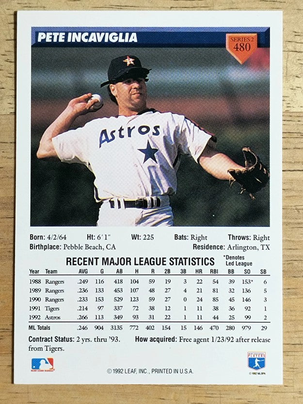 1993 Donruss #480 Pete Incaviglia