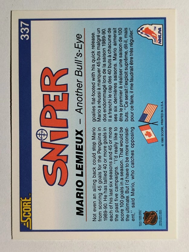 1990-91 Score Canadian #337 Mario Lemieux Sniper