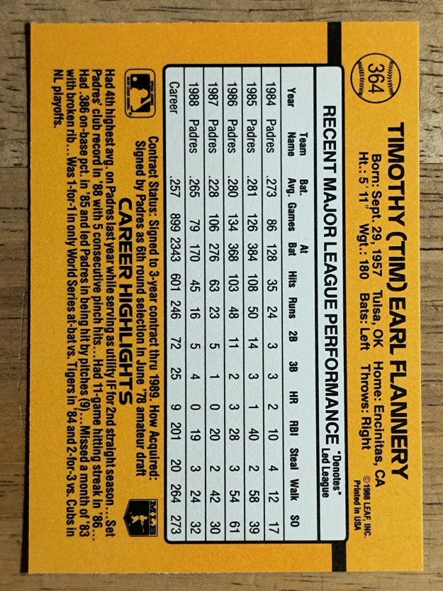 1989 Donruss #364 Tim Flannery