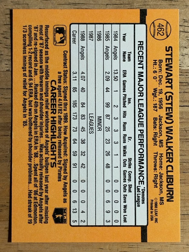 1989 Donruss #462 Stu Cliburn