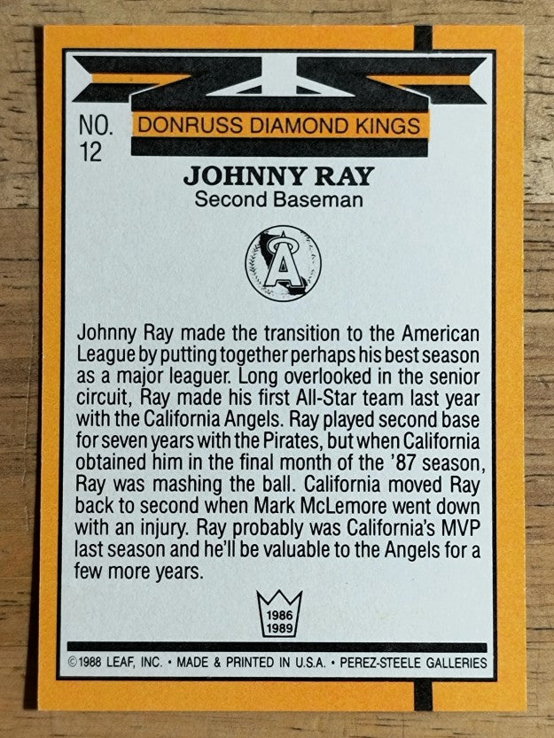 1989 Donruss #12 Johnny Ray DK