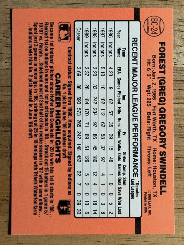 1990 Donruss Bonus MVP's #BC24 Greg Swindell
