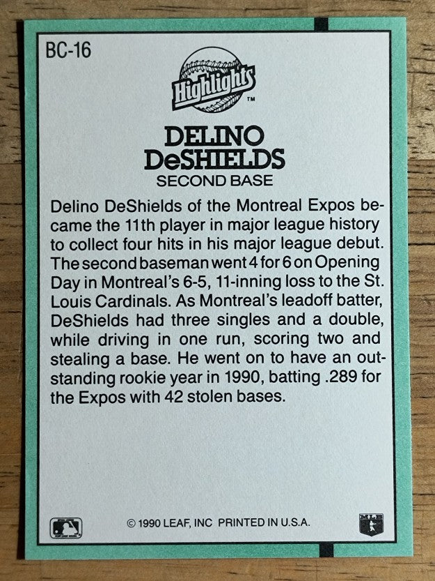 1991 Donruss Bonus Cards #BC16 Delino DeShields