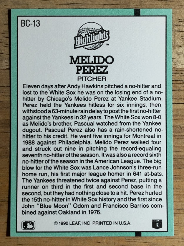 1991 Donruss Bonus Cards #BC13 Melido Perez