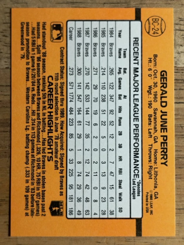 1989 Donruss Bonus MVP's #BC24 Gerald Perry DP