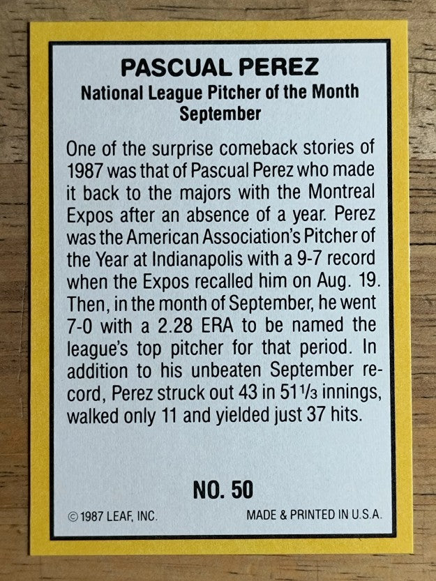 1987 Donruss Highlights #50 Pascual Perez