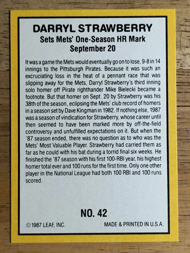 1987 Donruss Highlights #42 Darryl Strawberry