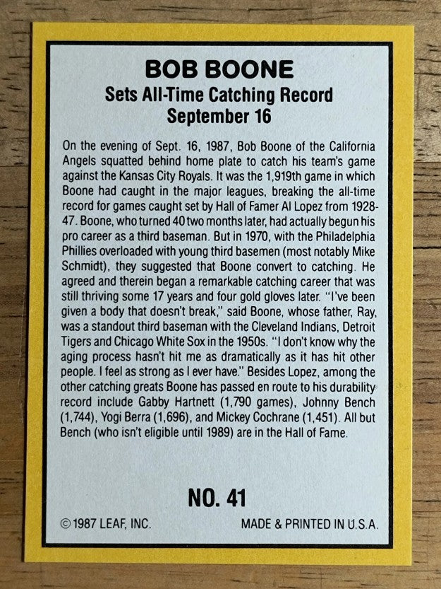 1987 Donruss Highlights #41 Bob Boone