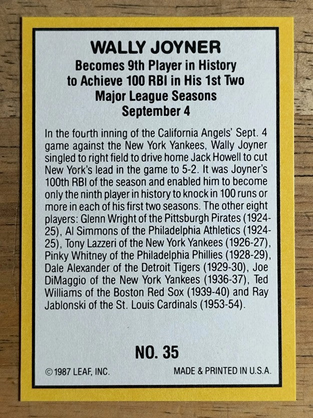 1987 Donruss Highlights #35 Wally Joyner