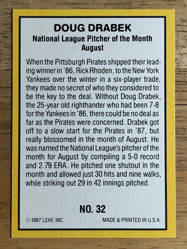 1987 Donruss Highlights #32 Doug Drabek