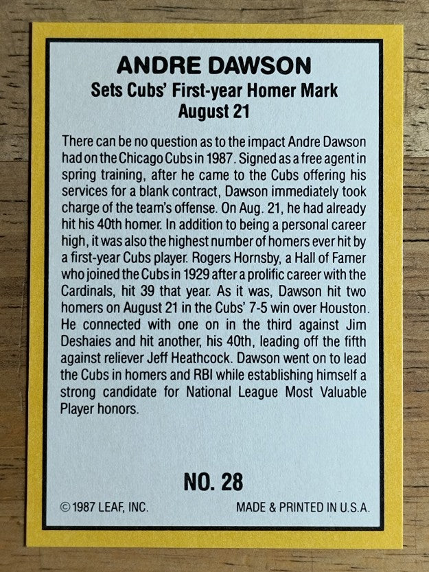 1987 Donruss Highlights #28 Andre Dawson