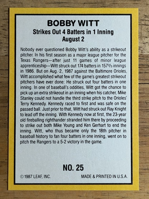 1987 Donruss Highlights #25 Bobby Witt