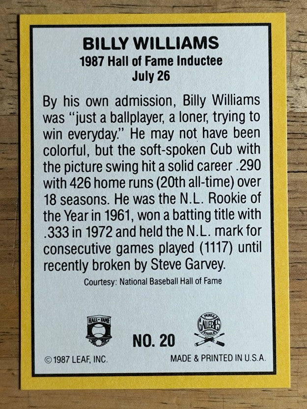 1987 Donruss Highlights #20 Billy Williams