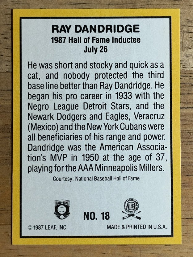 1987 Donruss Highlights #18 Ray Dandridge