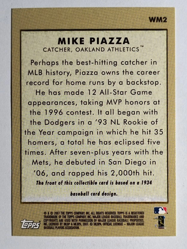 2007 Topps Wal-Mart #WM2 Mike Piazza 34 DS