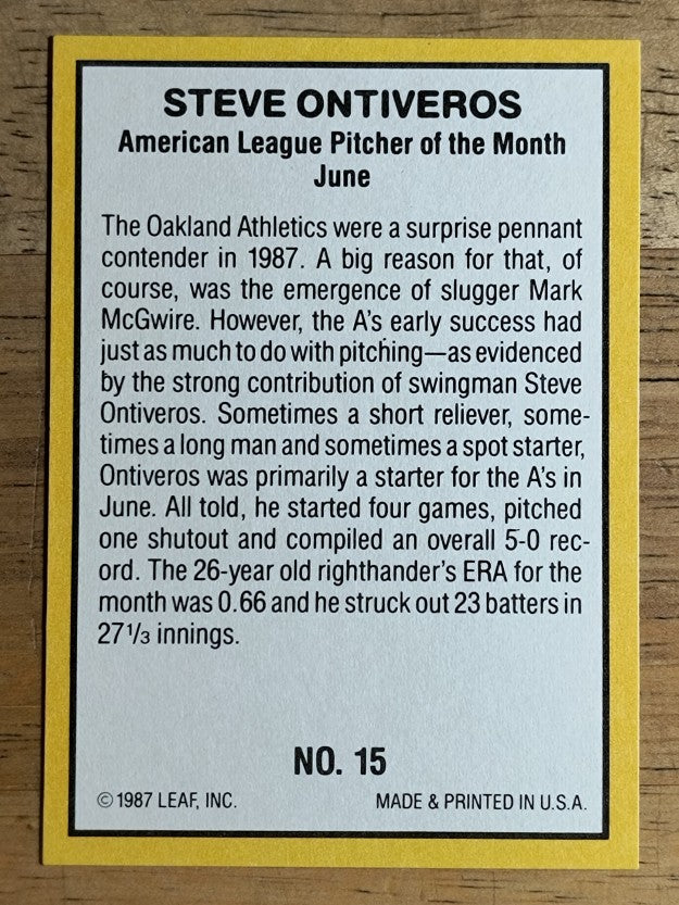 1987 Donruss Highlights #15 Steve Ontiveros