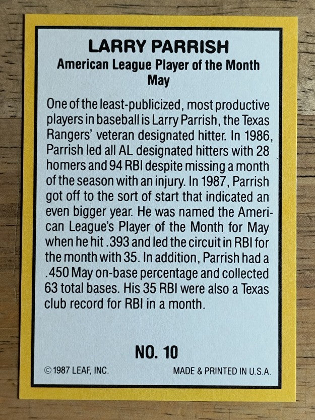 1987 Donruss Highlights #10 Larry Parrish