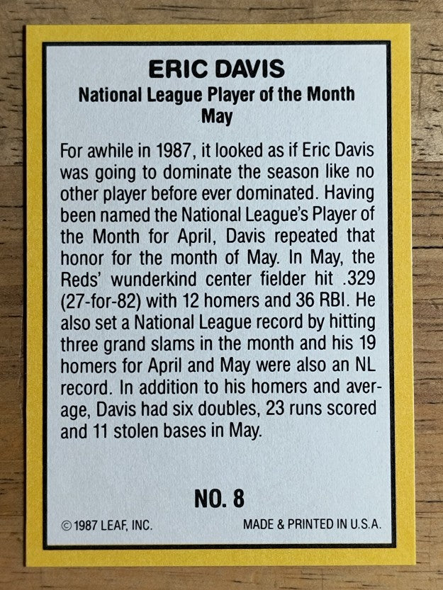 1987 Donruss Highlights #8 Eric Davis