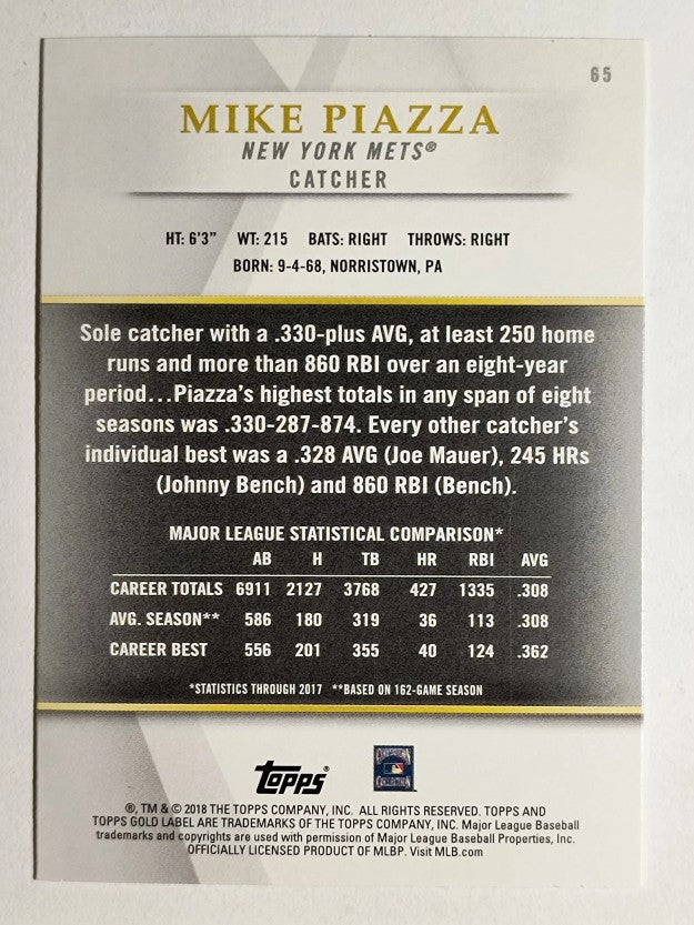 2018 Topps Gold Label Class 1 #65 Mike Piazza