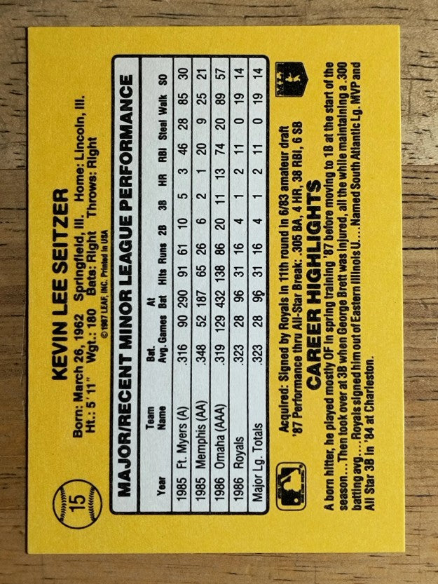 1987 Donruss Rookies #15 Kevin Seitzer XRC