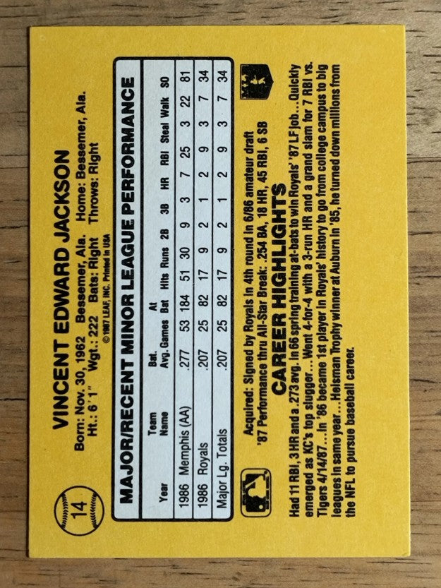 1987 Donruss Rookies #14 Bo Jackson