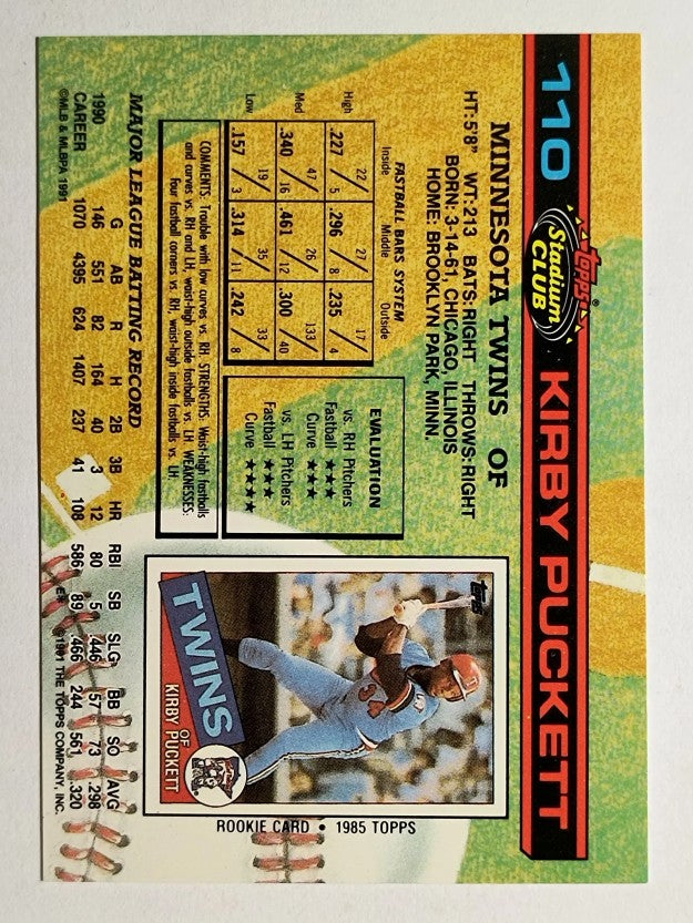1991 Stadium Club #110 Kirby Puckett