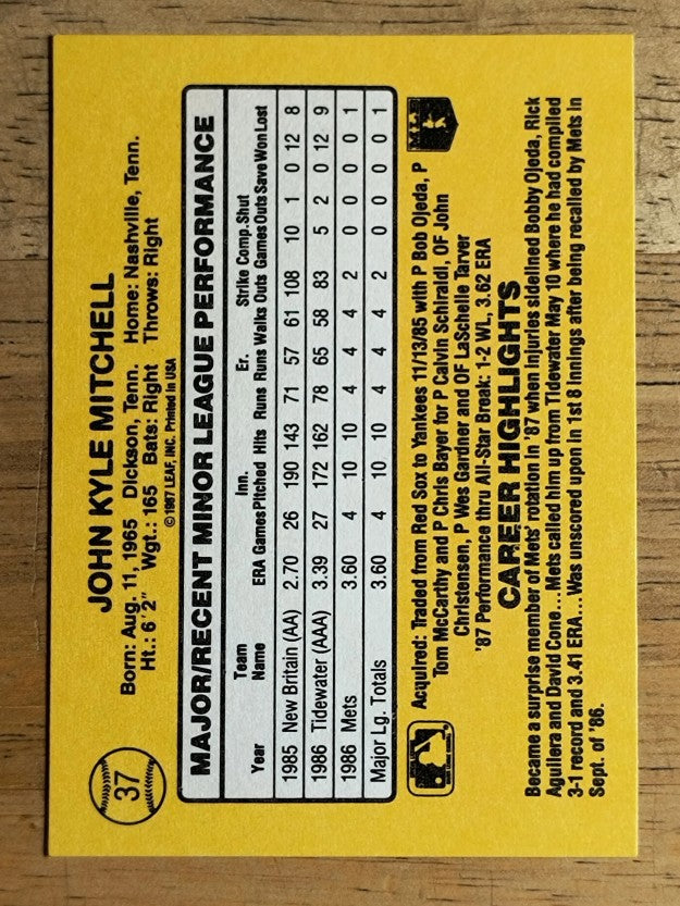 1987 Donruss Rookies #37 John Mitchell XRC