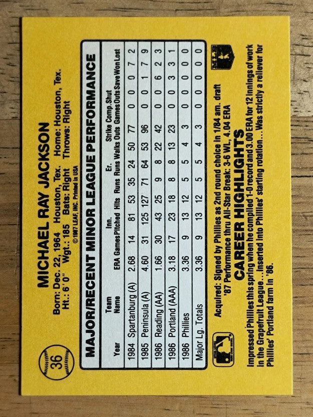 1987 Donruss Rookies #36 Mike Jackson XRC