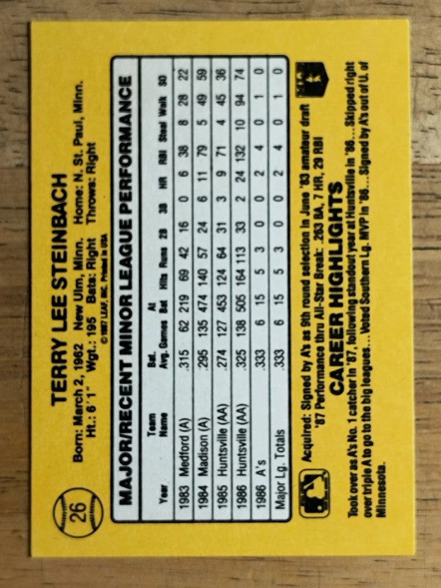 1987 Donruss Rookies #26 Terry Steinbach
