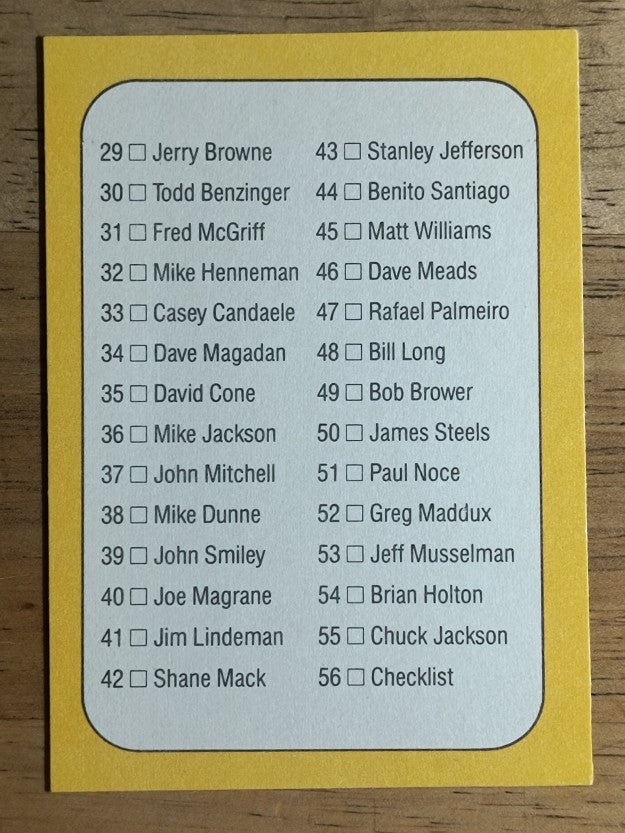 1987 Donruss Rookies #56 Checklist 1-56