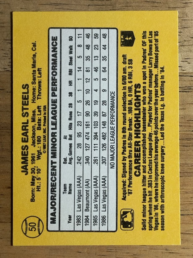 1987 Donruss Rookies #50 James Steels