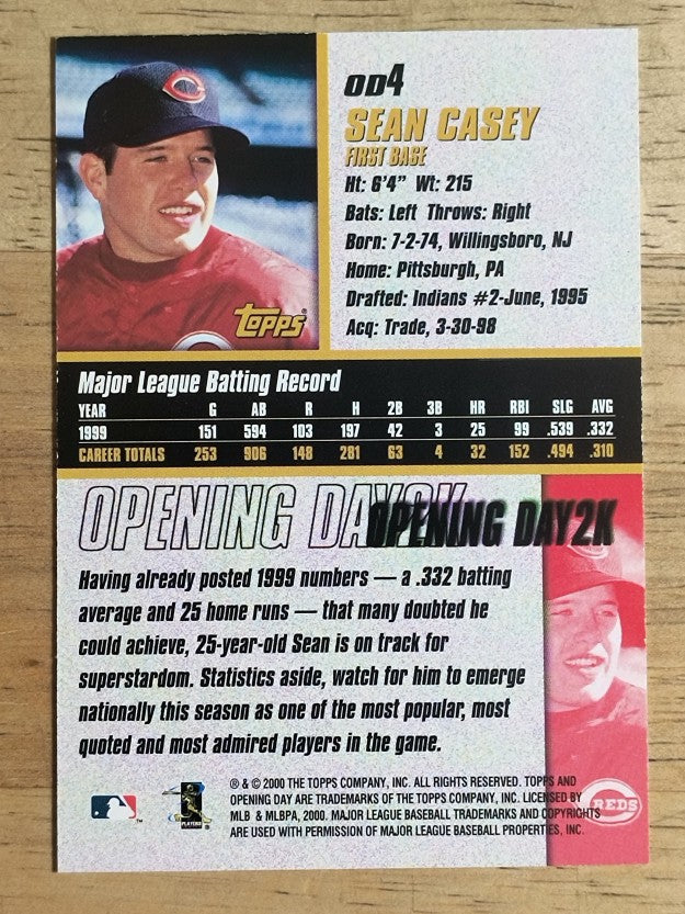 2000 Opening Day 2K #4 Sean Casey TOPPS