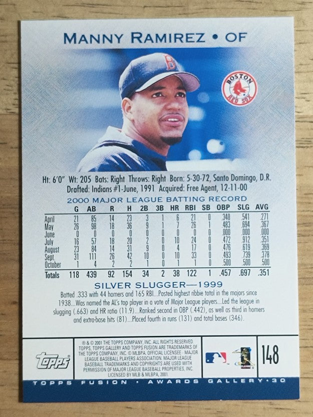 2001 Topps Fusion #148 Manny Ramirez Sox GAL