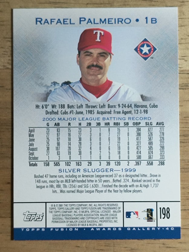 2001 Topps Fusion #198 Rafael Palmeiro GAL