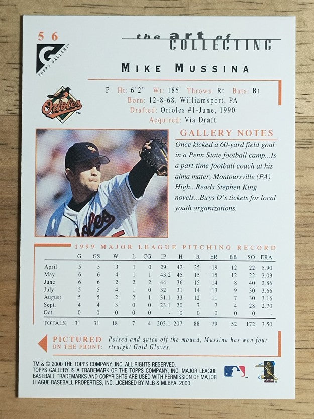 2000 Topps Gallery #56 Mike Mussina