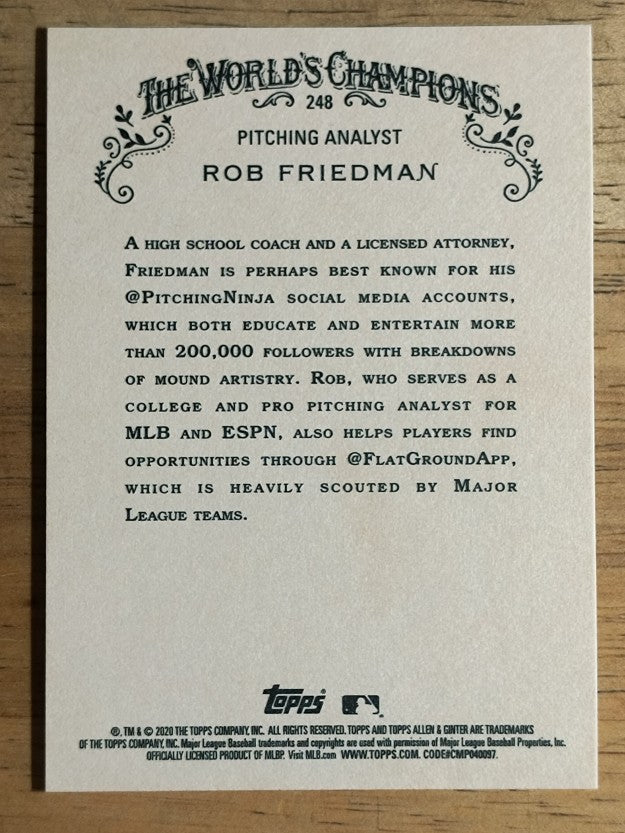 2020 Topps Allen and Ginter #248 Rob Friedman