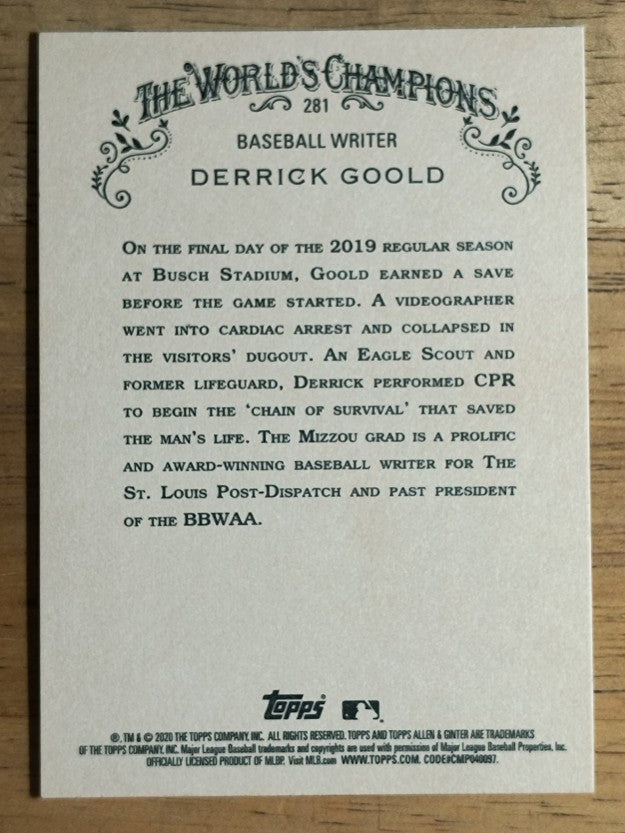 2020 Topps Allen and Ginter #281 Derrick Goold