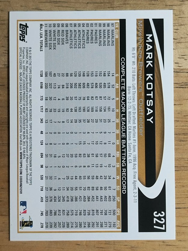 2012 Topps #327 Mark Kotsay