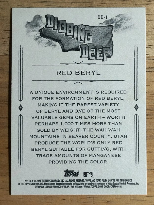 2020 Topps Allen and Ginter Digging Deep #DD1 Red Beryl